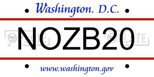 NOZB20 District Of Columbia License Plate