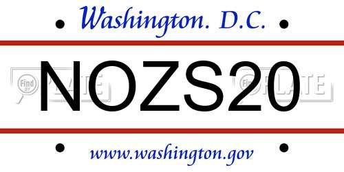 NOZS20 District Of Columbia License Plate
