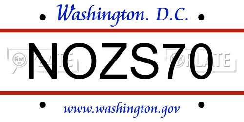 NOZS70 District Of Columbia License Plate