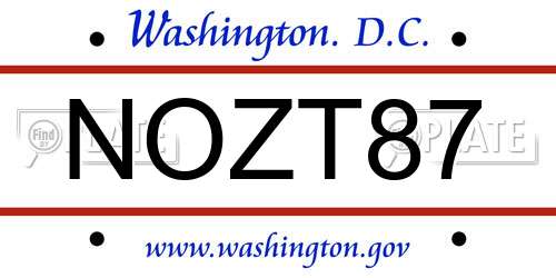 NOZT87 District Of Columbia License Plate