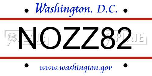 NOZZ82 District Of Columbia License Plate