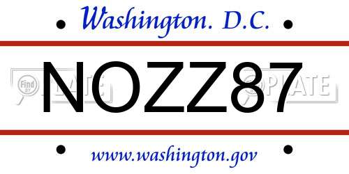 NOZZ87 District Of Columbia License Plate
