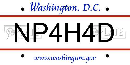 NP4H4D District Of Columbia License Plate