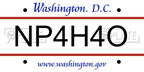 NP4H4O District Of Columbia License Plate