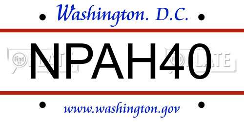 NPAH40 District Of Columbia License Plate