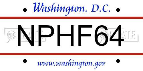 NPHF64 District Of Columbia License Plate