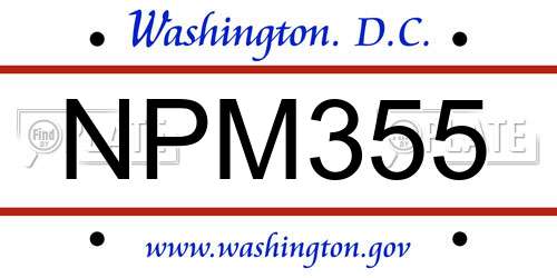 NPM355 District Of Columbia License Plate