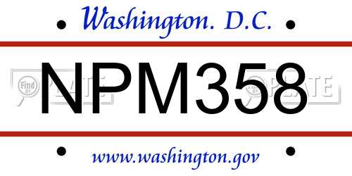 NPM358 District Of Columbia License Plate