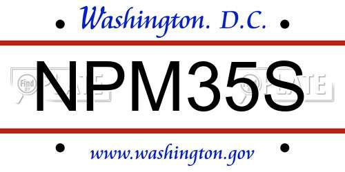 NPM35S District Of Columbia License Plate