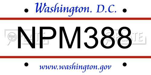 NPM388 District Of Columbia License Plate