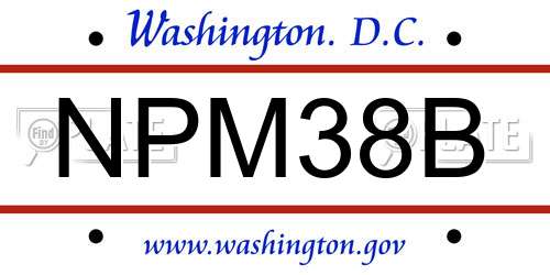 NPM38B District Of Columbia License Plate