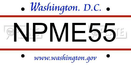 NPME55 District Of Columbia License Plate