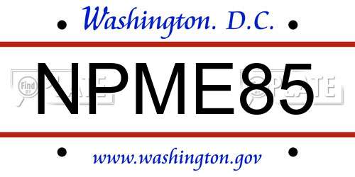 NPME85 District Of Columbia License Plate