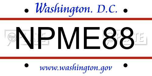 NPME88 District Of Columbia License Plate