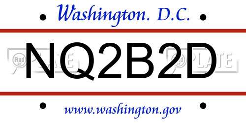 NQ2B2D District Of Columbia License Plate
