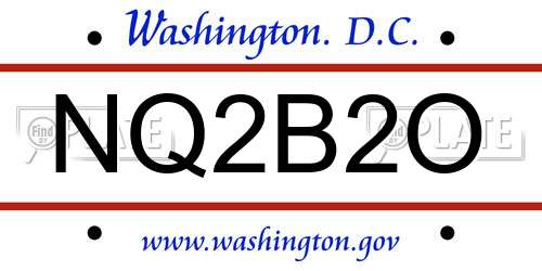 NQ2B2O District Of Columbia License Plate