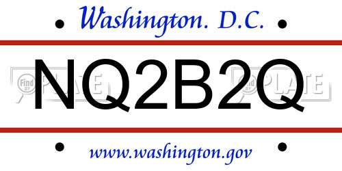 NQ2B2Q District Of Columbia License Plate