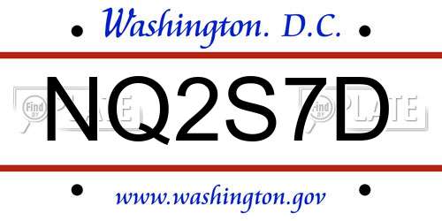 NQ2S7D District Of Columbia License Plate