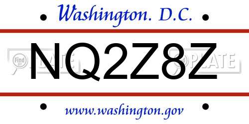 NQ2Z8Z District Of Columbia License Plate