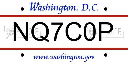 NQ7C0P District Of Columbia License Plate