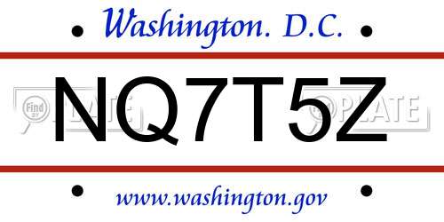 NQ7T5Z District Of Columbia License Plate