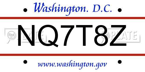 NQ7T8Z District Of Columbia License Plate