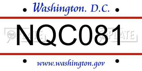 NQC081 District Of Columbia License Plate