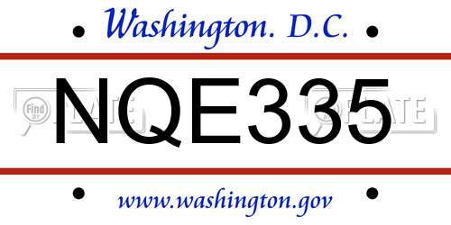NQE335 District Of Columbia License Plate