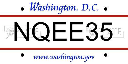 NQEE35 District Of Columbia License Plate