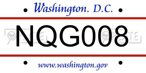 NQG008 District Of Columbia License Plate