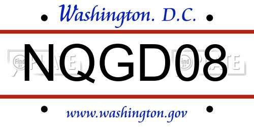 NQGD08 District Of Columbia License Plate