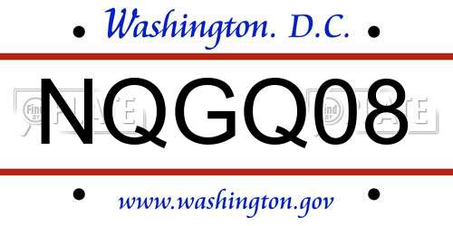 NQGQ08 District Of Columbia License Plate
