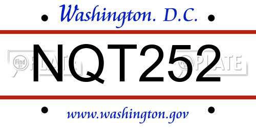 NQT252 District Of Columbia License Plate