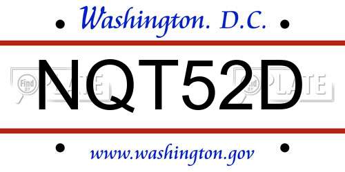 NQT52D District Of Columbia License Plate