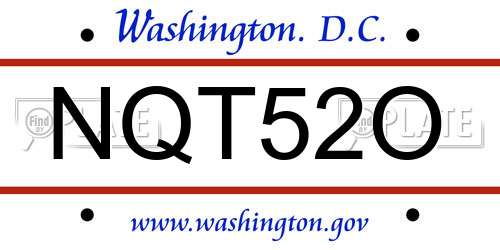 NQT52O District Of Columbia License Plate