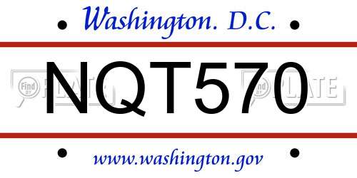 NQT570 District Of Columbia License Plate