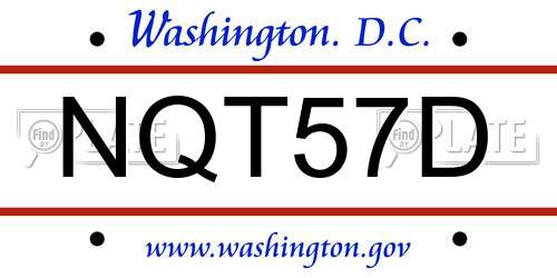 NQT57D District Of Columbia License Plate