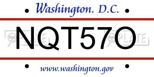 NQT57O District Of Columbia License Plate