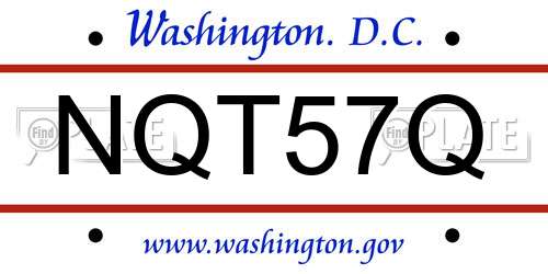 NQT57Q District Of Columbia License Plate