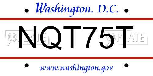 NQT75T District Of Columbia License Plate
