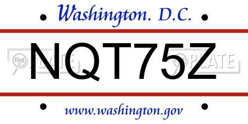 NQT75Z District Of Columbia License Plate