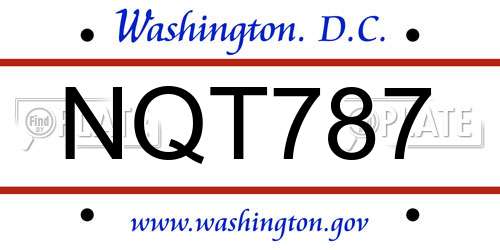 NQT787 District Of Columbia License Plate