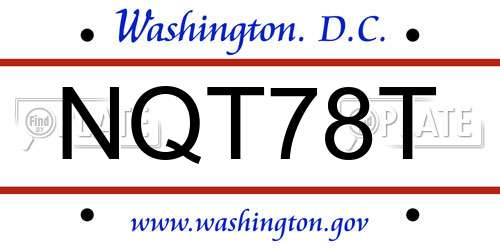 NQT78T District Of Columbia License Plate
