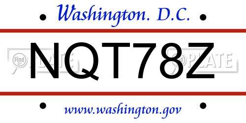 NQT78Z District Of Columbia License Plate
