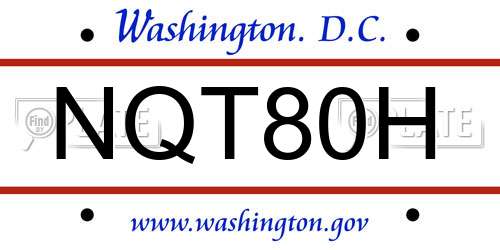 NQT80H District Of Columbia License Plate