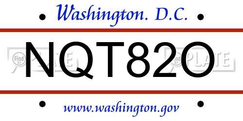 NQT82O District Of Columbia License Plate