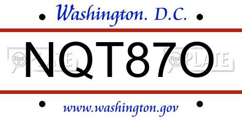 NQT87O District Of Columbia License Plate