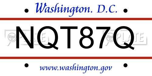 NQT87Q District Of Columbia License Plate