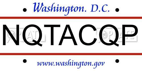 NQTACQP District Of Columbia License Plate
