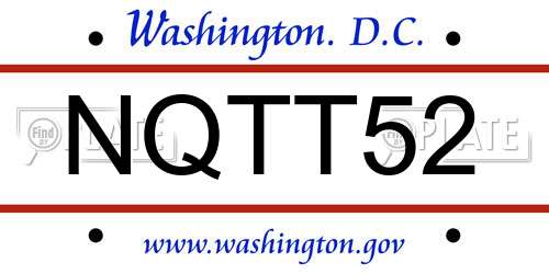 NQTT52 District Of Columbia License Plate